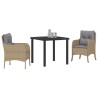 Conjunto de comedor de jardín  de 3 piezas con cojines Beige Poliratán 3