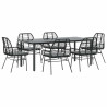 Set de comedor de jardín 7 piezas cojines ratán sintético negro 2