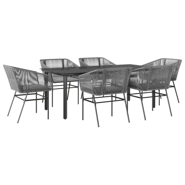Juego comedor jardín 7 pzas cojines ratán sintético vidrio gris M 2