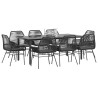Set de comedor jardín 9 piezas cojines ratán polivinílico negro 1