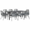 Juego comedor jardín 9 pzas cojines ratán sintético vidrio gris 2