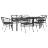 Set de comedor de jardín 7 piezas cojines ratán sintético negro 1