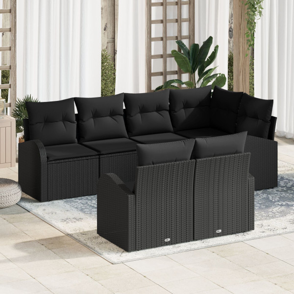 Conjunto de Sofá de Jardín  Set de 7 Negro D