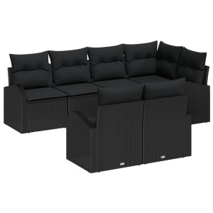 Conjunto de Sofá de Jardín  Set de 7 Negro H