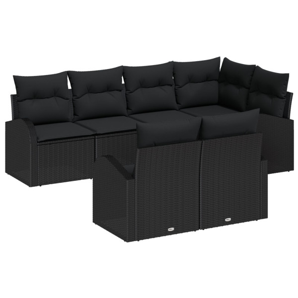 Conjunto de Sofá de Jardín  Set de 7 Negro M 2