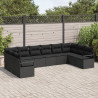 Conjunto de Sofás de Jardim de 10 Peças com Almofadas Preto Rattan Poliwoven 3