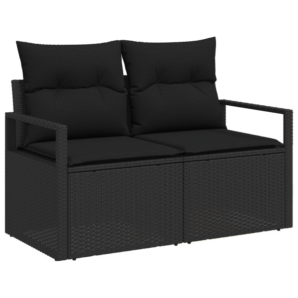 Conjunto de Sofás de Jardim de 10 Peças com Almofadas Preto Rattan Poliwoven M 4