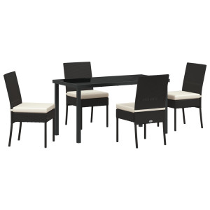 Conjunto de Comedor de Jardín  de 5 Piezas Negro Poliratán H