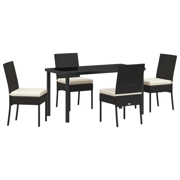 Conjunto de Mesa de Jantar para Jardim 5 Peças em Polirattan Preto M 2