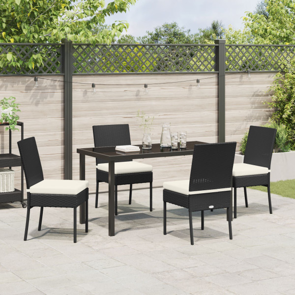 Conjunto de Mesa de Jantar para Jardim 5 Peças em Polirattan Preto M 4