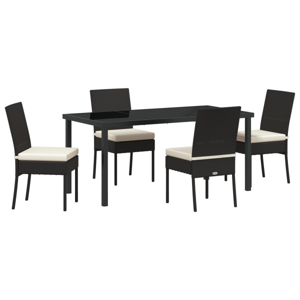Conjunto de Comedor de Jardín de 5 Piezas Negro Poliratán M 2