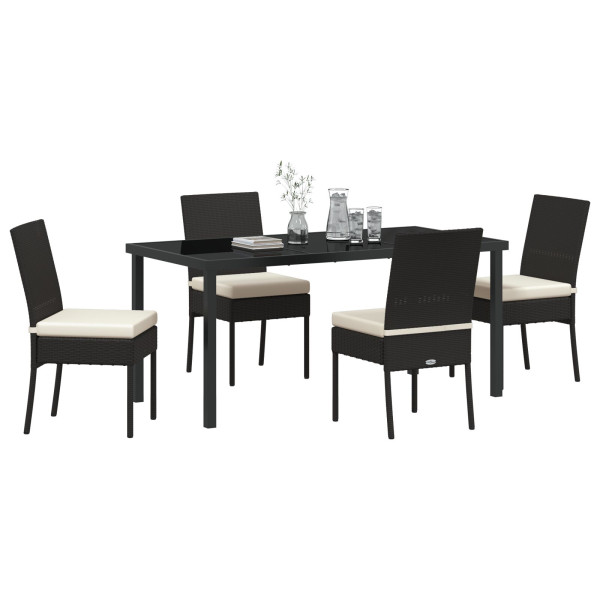 Conjunto de Comedor de Jardín de 5 Piezas Negro Poliratán M 3