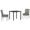 Conjunto de Jantar para Jardim - 3 Peças em Rattan Sintético Cinza 2