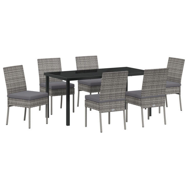Conjunto de Comedor de Jardín de 7 Piezas  Gris Poliratán M 2