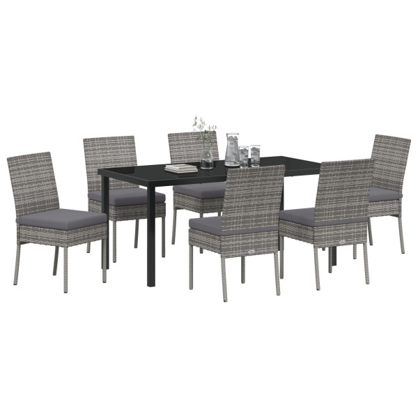 Conjunto de Comedor de Jardín de 7 Piezas  Gris Poliratán M 3