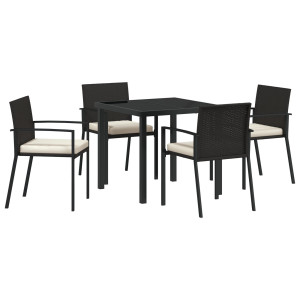 Conjunto de comedor de jardín de 5 piezas Poliratán negro H