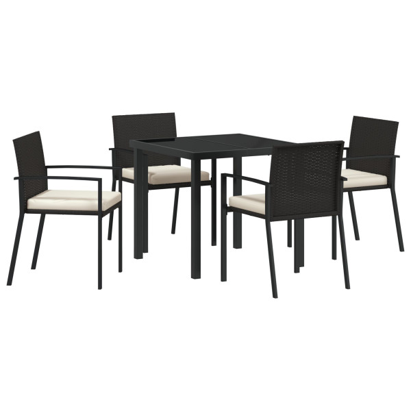 Conjunto de comedor de jardín de 5 piezas Poliratán negro M 2