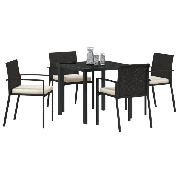 Conjunto de comedor de jardín de 5 piezas Poliratán negro M 3