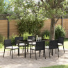 Conjunto de Comedor de Jardín de 7 Piezas Poliratán Negro 1