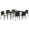 Conjunto de Comedor de Jardín de 7 Piezas Poliratán Negro 3