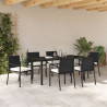 Conjunto de Jantar de Jardim com 7 Peças em Poli Rattan Preto 4