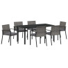 Conjunto de Comedor de Jardín de 7 Piezas Gris Poliratán 2