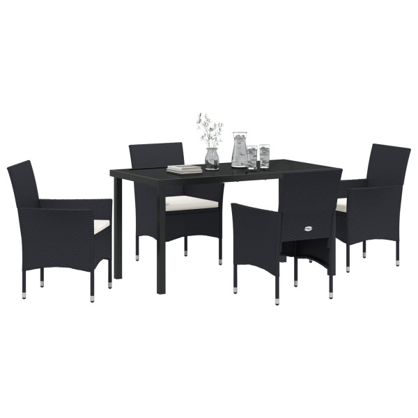 Conjunto de Comedor para Jardín de 5 Piezas  Negro Ratán Polimérico M 3