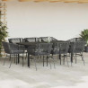 Set de comedor jardín 9 piezas cojines ratán polivinílico negro 3