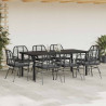Set de comedor jardín 9 piezas cojines ratán polivinílico negro 3