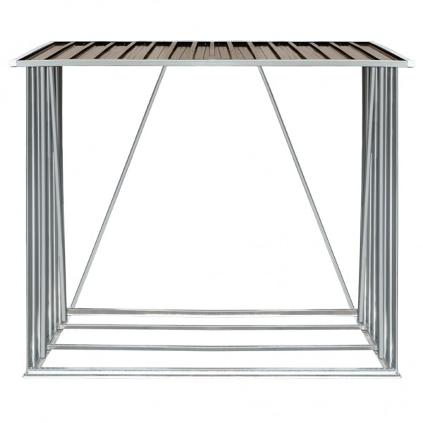Casetilla para leña acero galvanizado marrón 163x83x154 cm M 5