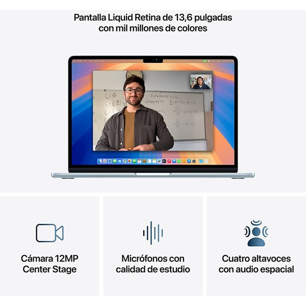 APPLE MACBOOK AIR 13.6" 2025 M4 24GB RAM 512GB azul cielo M 8
