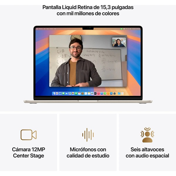 APPLE MACBOOK AIR 15.3" M4 16GB RAM 512GB blanco estrella M 6