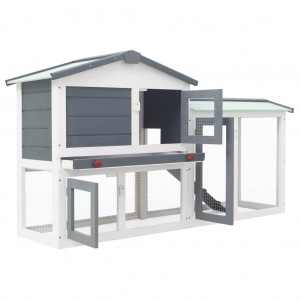 Coelheira exterior grande 145x45x84cm madeira cinzento e branco H
