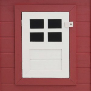 Gallinero con 1 jaula para huevos madera rojo H