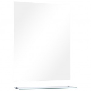 Espejo de pared con estante de vidrio templado 50x60 cm H