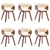 Sillas de comedor 6 uds madera curvada y cuero sintético crema 2