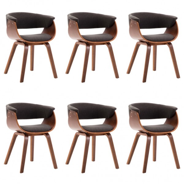 Sillas de comedor 6 uds madera curvada gris y tela M 2