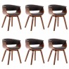 Sillas de comedor 6 uds madera curvada gris y tela 2