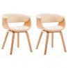 Cadeiras jantar 2 pcs madeira curvada e couro artificial creme 2