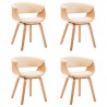 Cadeiras jantar 4 pcs madeira curvada e couro artificial creme 2