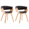 Sillas de comedor 2 uds madera curvada y cuero sintético negro 2