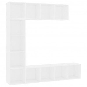 Conjunto armário de TV/estante 3 pcs 180x30x180 cm branco H