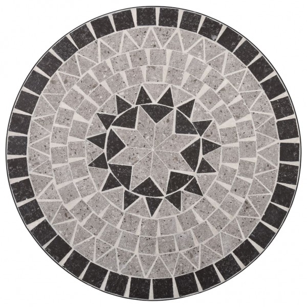 Set de mesa y sillas de bistró 3 pzas con mosaico cerámica gris M 5