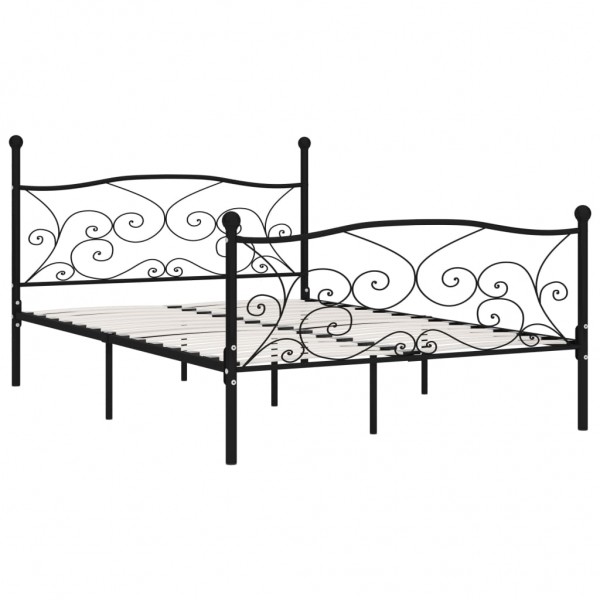 Estrutura de cama com estrado de ripas 140x200 cm metal preto M 2