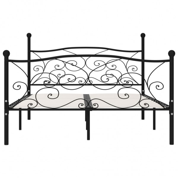 Estrutura de cama com estrado de ripas 140x200 cm metal preto M 3