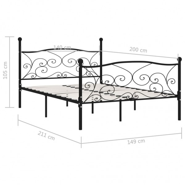 Estructura de cama con somier metal negro 140x200 cm M 5
