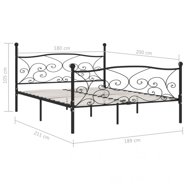 Estructura de cama con somier metal negro 180x200 cm M 5