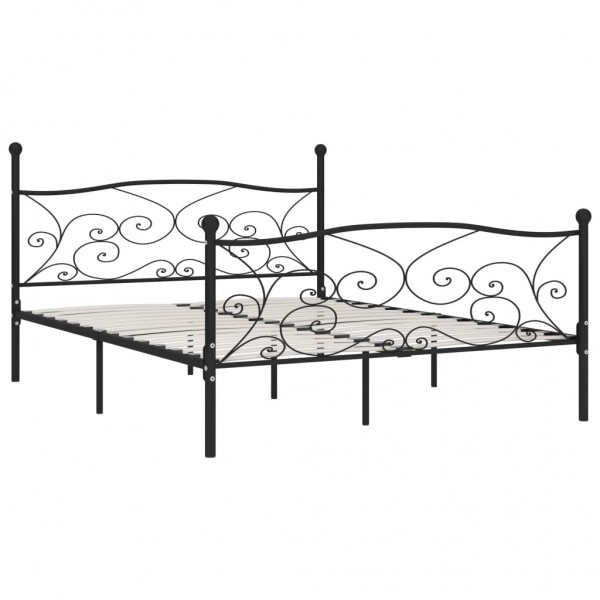 Estrutura de cama com estrado de ripas 200x200 cm metal preto M 2