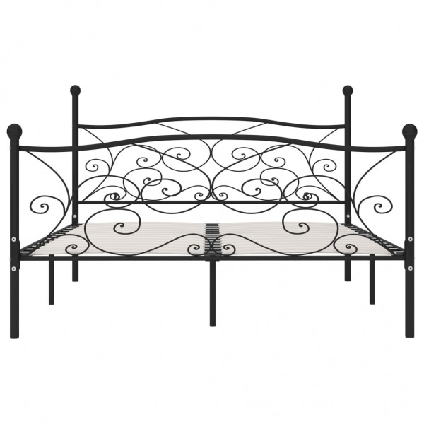 Estrutura de cama com estrado de ripas 200x200 cm metal preto M 3