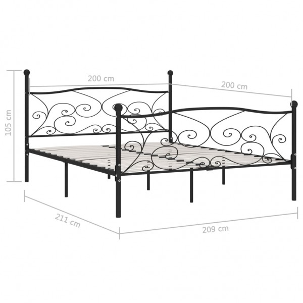 Estructura de cama con somier metal negro 200x200 cm M 5
